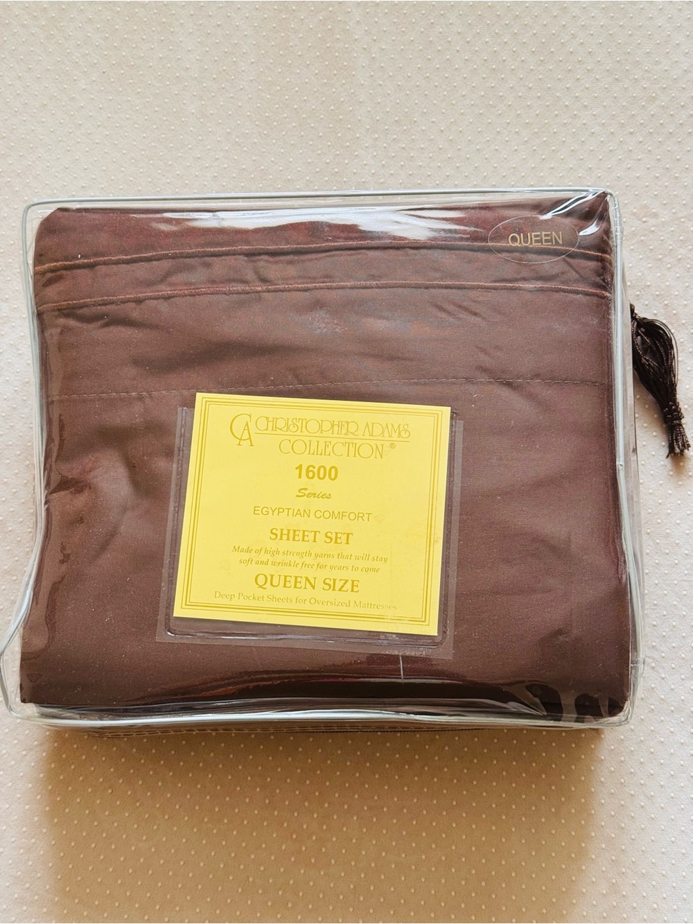 Christopher Adams Collection 1600 Egyptian Comfort Sheet Set - Brown ( Queen)